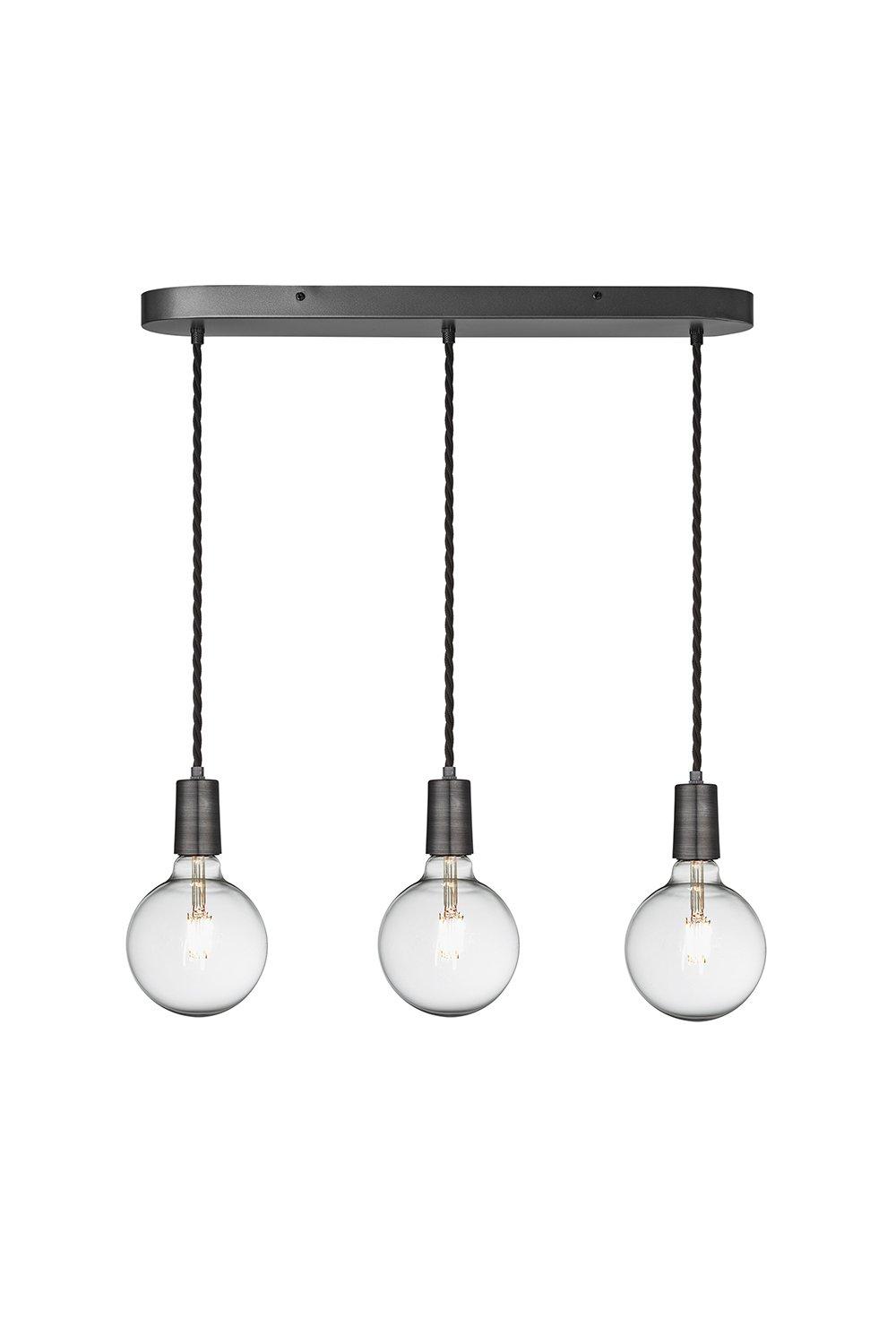 Sleek Edison Oval Cluster Lights, 3 Wire, Pewter